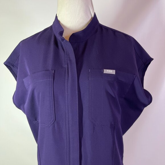 FIGS Women's M Rafaela Cargo Scrub Jumpsuit Short Sleeve Purple - Picture 10 of 11
